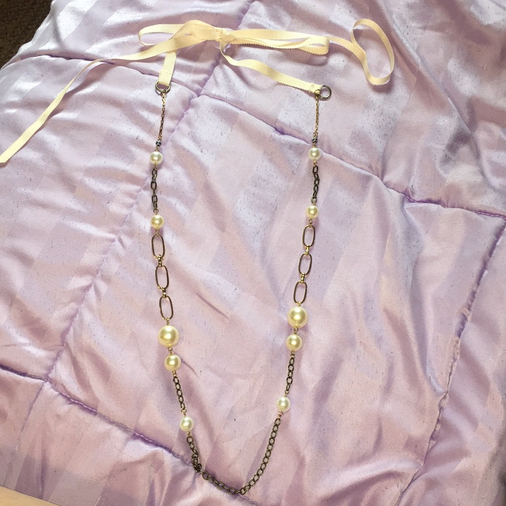 Long ribbon tie necklace